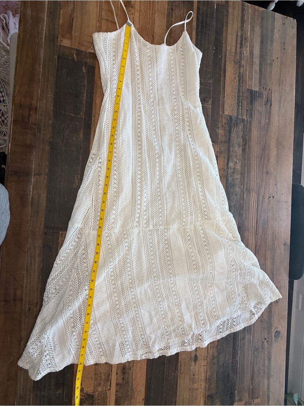 Kendall & Kylie White Crochet Maxi Slip Dress with Spaghetti Straps